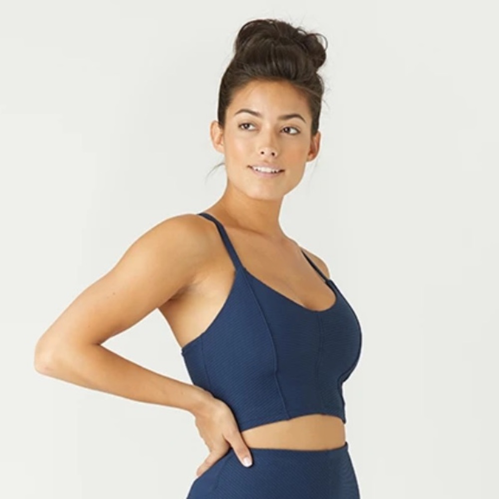 Glyder Navy “Charge” Textured Bra Top